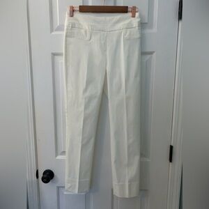 Renuar Cigarette Ankle White Pull On Stretch Pants
